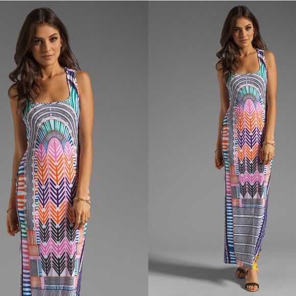 NWT Mara Hoffman XS Tank Racer Back Maxi Long Jersey Bodycon Summer Aztec Dress - Picture 4 of 7
